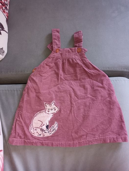 Бебешка лилава рокля с котенце, размер 0-3м