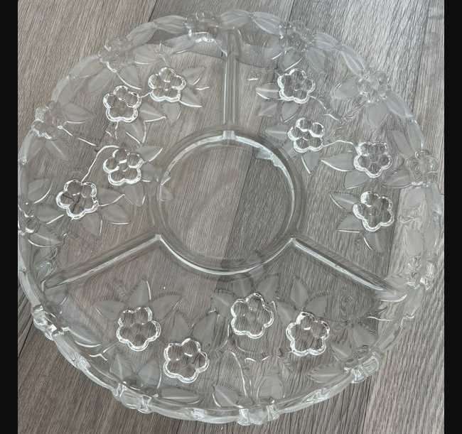 -50% Farfurie din Cristal cu 4 separatoare, D31cm,Italia,Trimit Gratis