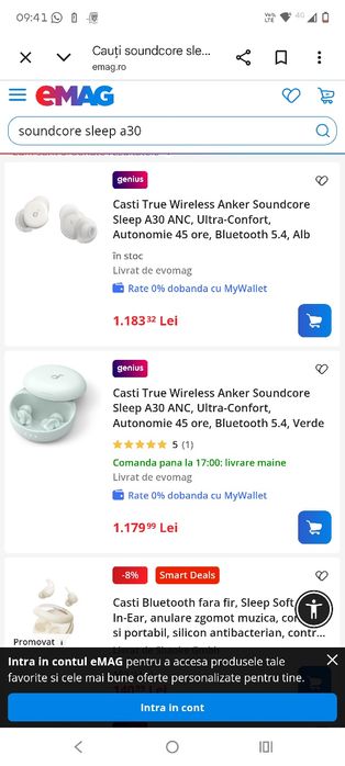 SoundCore A30 căști pentru dormit, Noi sigilate