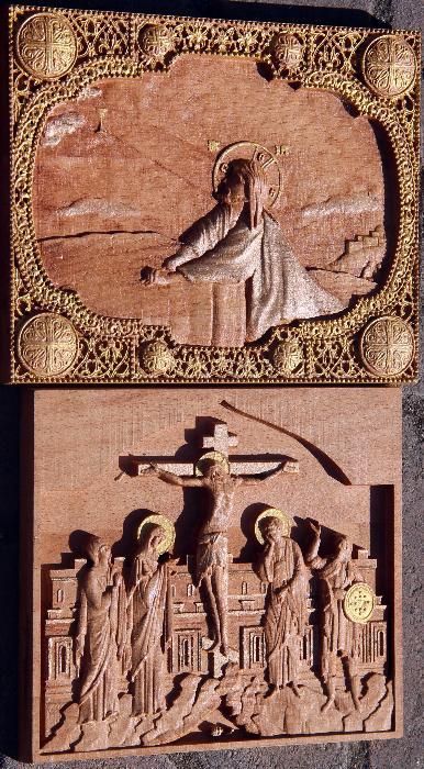 Иконы объёмные из бука