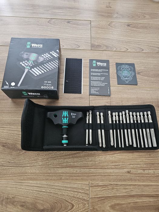 Set surubelnita cu maner in T 17pcs WERA KK 400