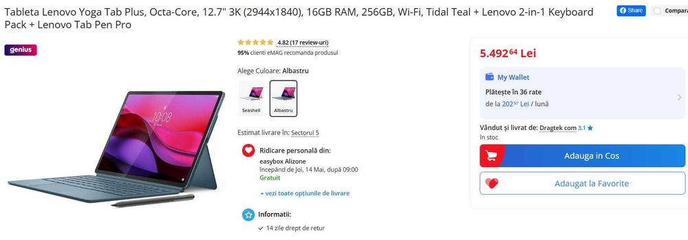 Tableta Lenovo Yoga Tab Plus 12.7" in garantie