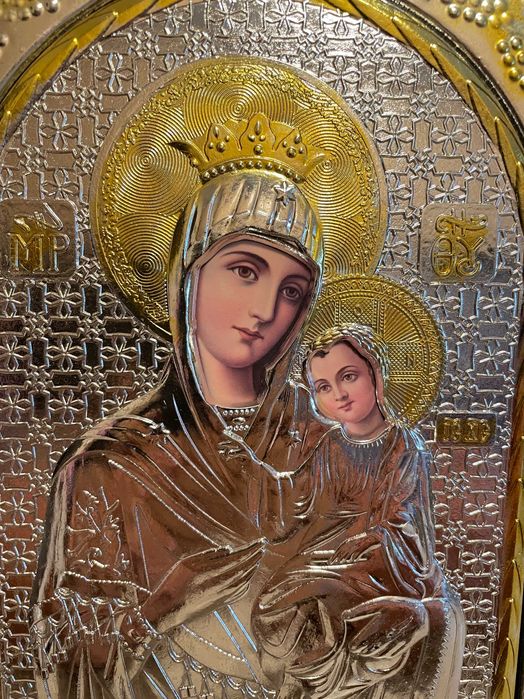 icoana argintata icoana veche maica domnului dm 27x24 icoana argintata
