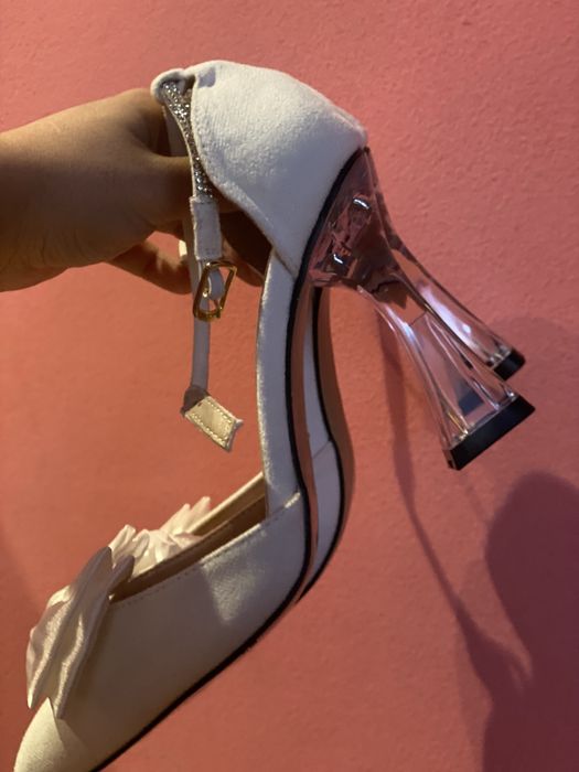 Pantofi catifea cu toc dama NOI