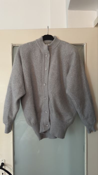 Cardigan / Pulover cu nasturi dama elegant, gri, PNA, XXL