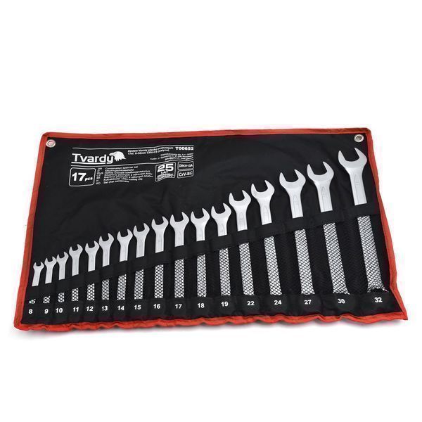 Комплект комбинирани гаечни ключове 8-32 мм, 17 броя, tvardy