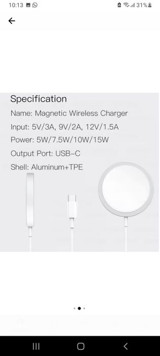 Incarcator Wireless Pentru iPhone, Alb, preț 30de lei.