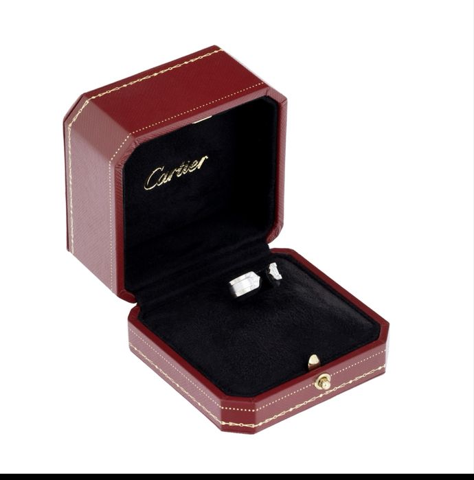 Inel Cartier, model C ring, aur alb decorat cu diamante, doc just