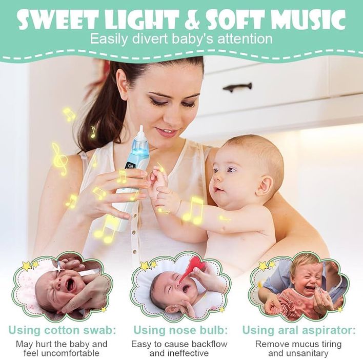 Аспиратор за нос за бебета – 3 нива, Музика и Светлини