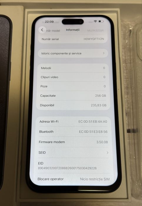 iPhone 15 Pro Max 256GB Black Titanium , 87% baterie – Impecabil, pachet full + Cadouri