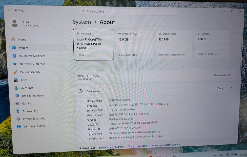 Лаптоп Lenovo ThinkPad T590 - i5‑8265U|16GB|256GB|15,6 FHD