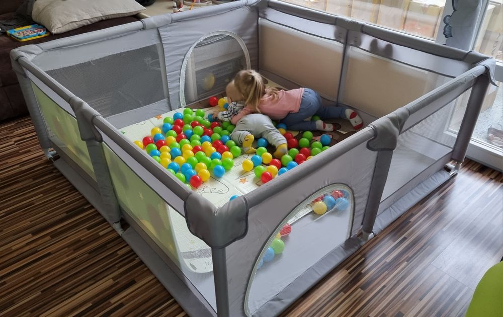 НОВО! Детски кът - КОМПЛЕКТ голяма кошара за игра, килимче, топки