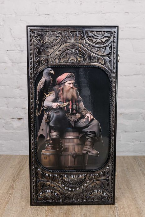 Нарди от масивно дърво с резба – ръчна изработка 58×28 см 7.5 кг