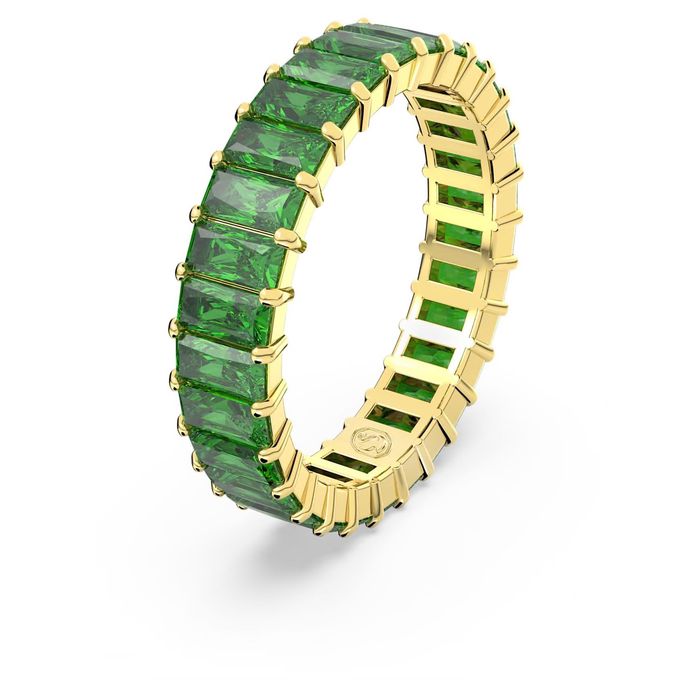 Swarovski Matrix ring Baguette cut, Green, 18K gold finish