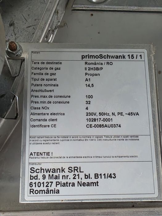 Panou radiant incalzire cu Gaz !