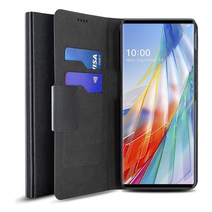 Husa eleganta flip carte piele premium model stand LG Wing 5G neagra