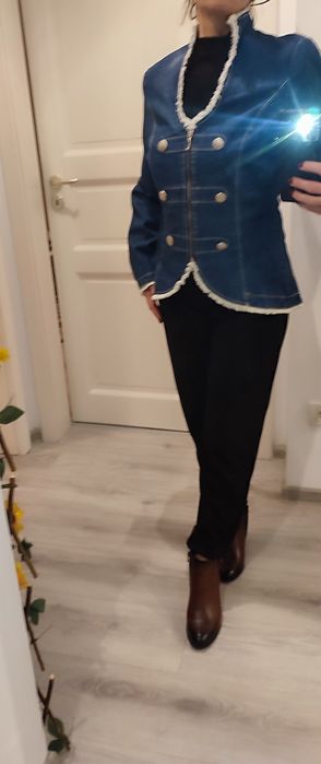 Jachetă unică, POMPOOS, 70%bumbac, cu motiv decorativ Fleur-de-Lis