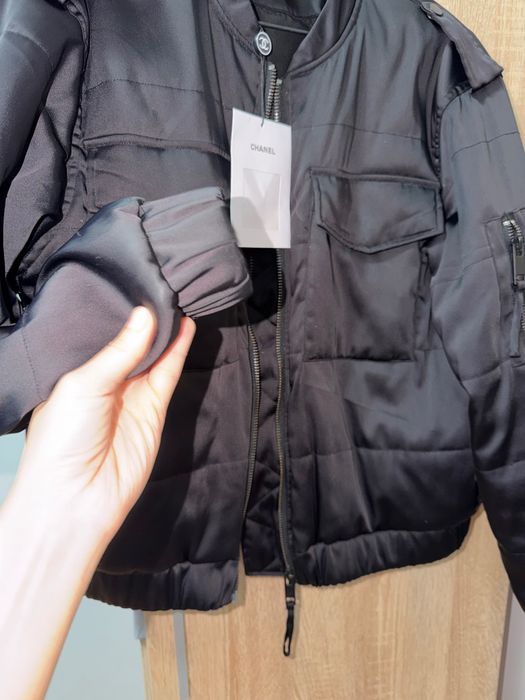 Geaca Chanel negru matlasata satinata nou