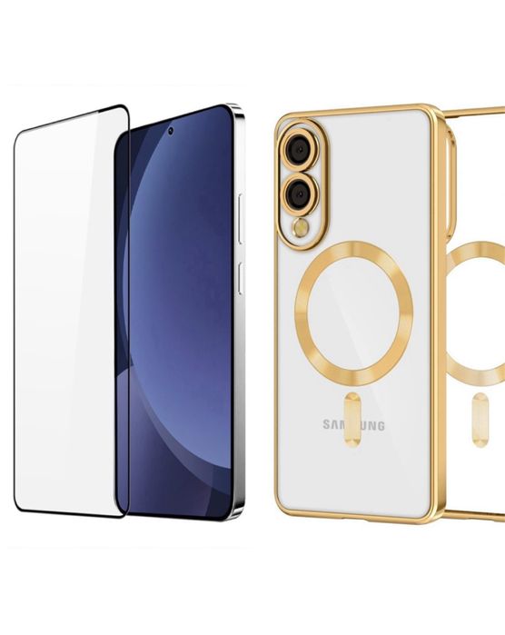 Husa Luxury Magsafe si Folie Sticla - Samsung S24 FE S25 FE S25 EDGE