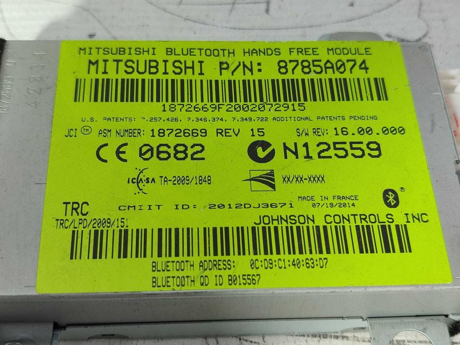 Modul Bluetooth Hands Free Mitsubishi Outlander III COD: 8785A074 2014 / [2013-2021] / (5G3)