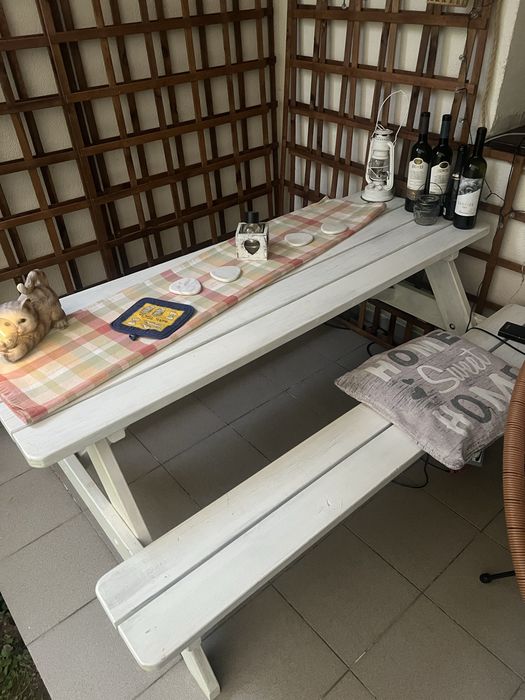Masa lemn cu banca terasa gradina