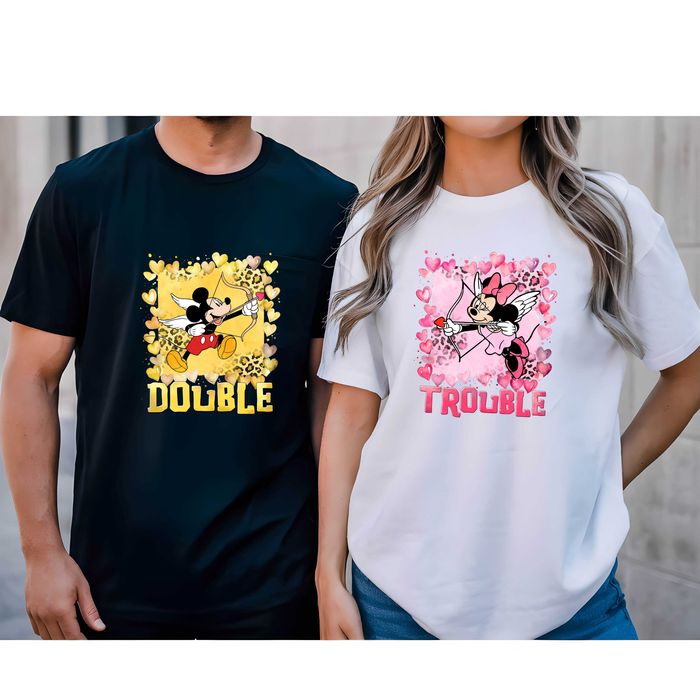 Тениски за двойки с Мини и Мики Маус Double Trouble