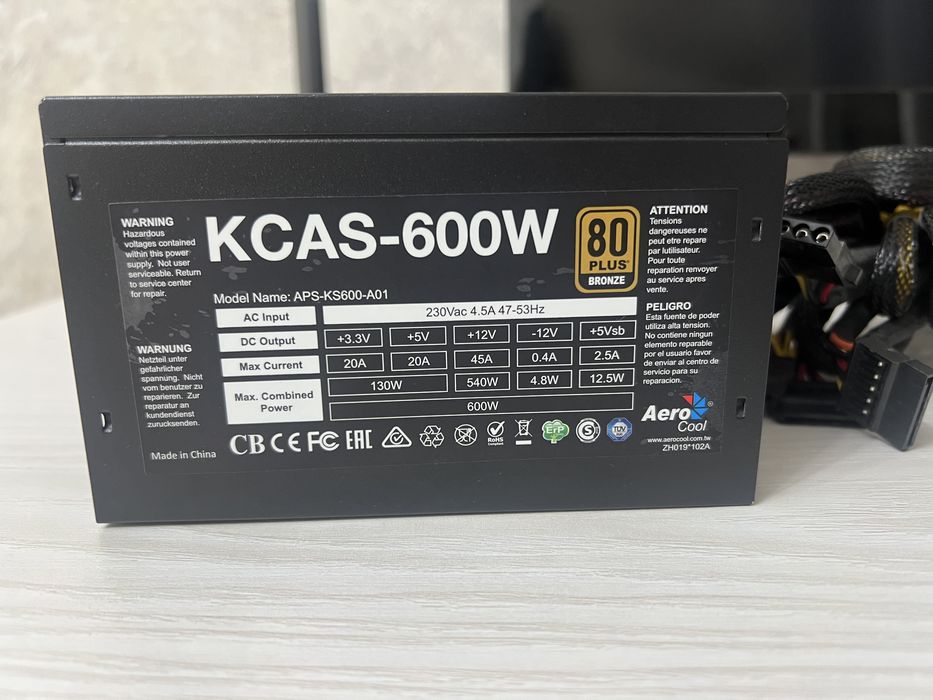 Aerocool KCAS 600W 80+ Bronze | Не вскрывался | Пломба | 2×PCI-E