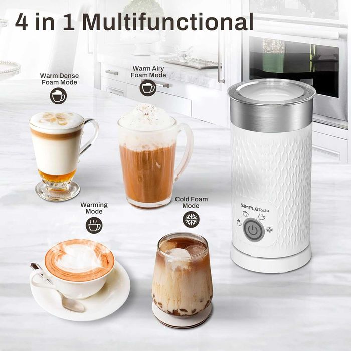 SIMPLETASTE Пенообразувател за мляко, 4в1 уред за топла и студена пяна