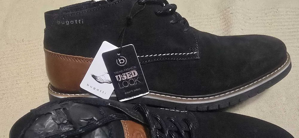 Нови зимни мъжки боти BUGATTI 8373H-4100, ест. велур и кожа, р. 42