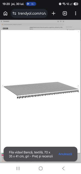 Material de înlocuire pentru copertina, Antracit și Alb, 5x3 m
