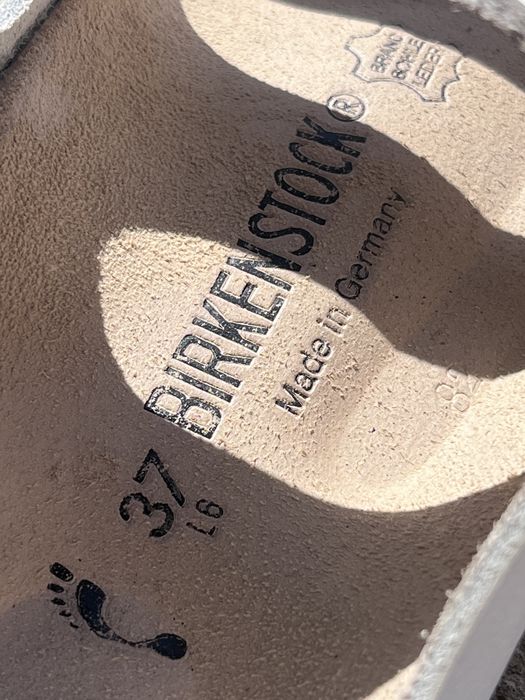 Sandale Brikenstock, 100% piele, albe, 3 bretele