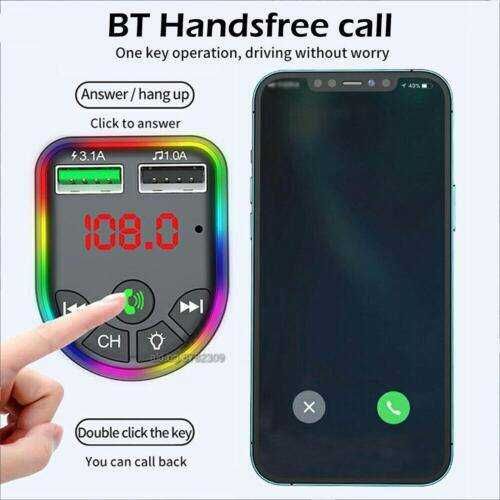 Блутут FМ тpaнcмитep F5 зa кола на 12V , хендсфри, зарядно, флашка