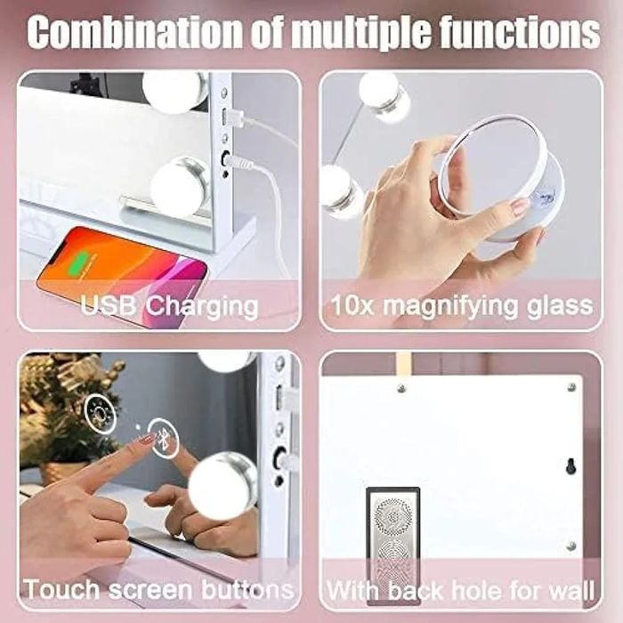 Голям Размер! Bluetooth Професионално/ Гримьорско огледало с  USB порт