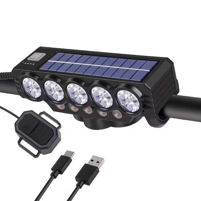 Ултра ярка 20 LED SOLAR светлина за велосипед, Клаксон, Бтерия 4000mAh