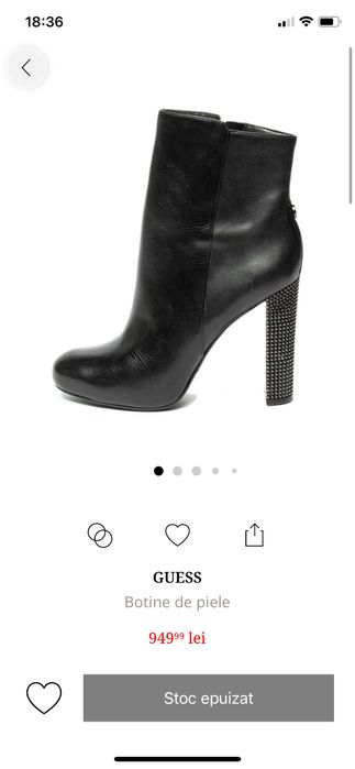 Botine cu toc Guess de piele naturala