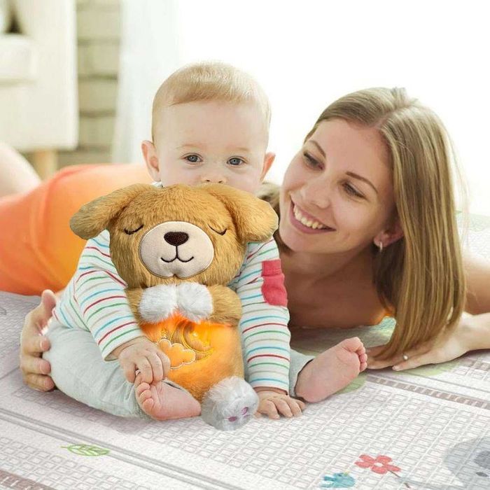 Дишаща плюшена играчка Кученце със звук, светлина и дишащо движение