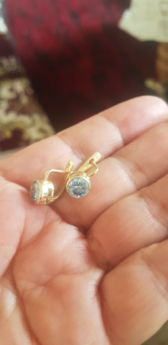 Серьги золото 583 с выращенными бриллиантами -муассанитами 1.5 кт