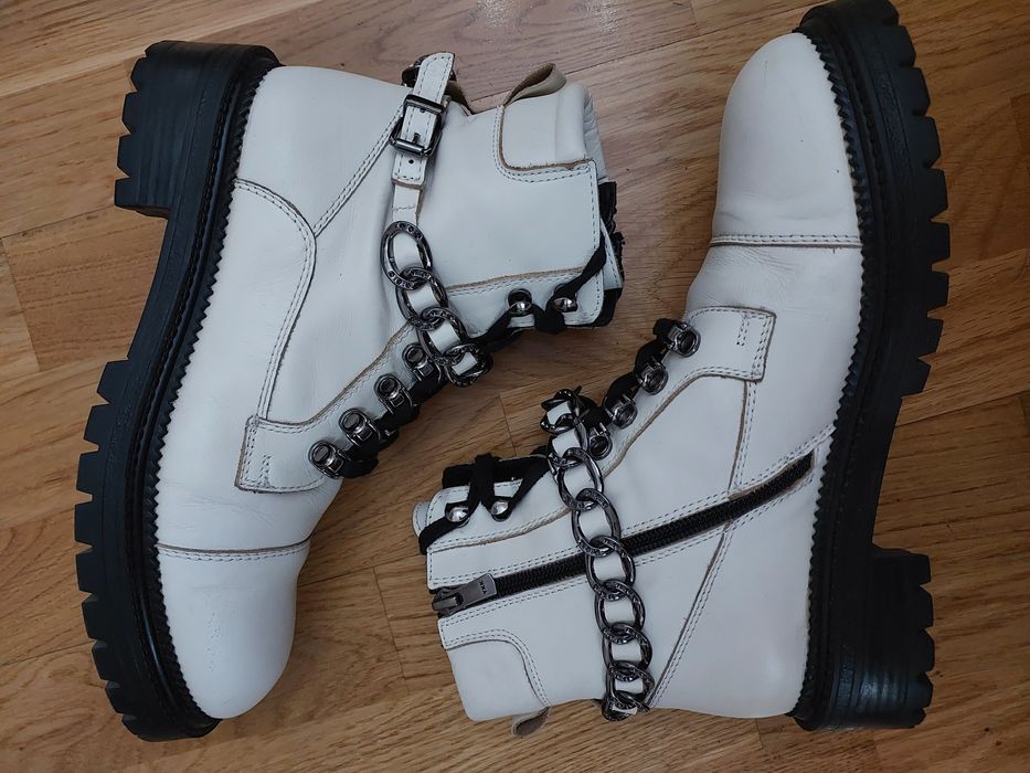Ботинки белые [кожа]