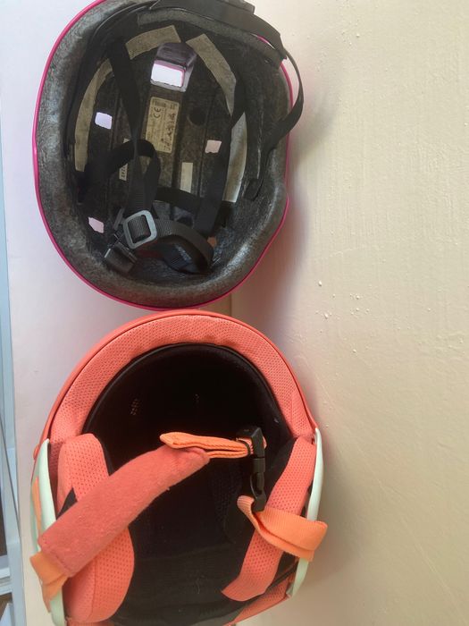 Детски каски за момиче Oxelo(за ролери и кънки) и Wedze (скиорска)