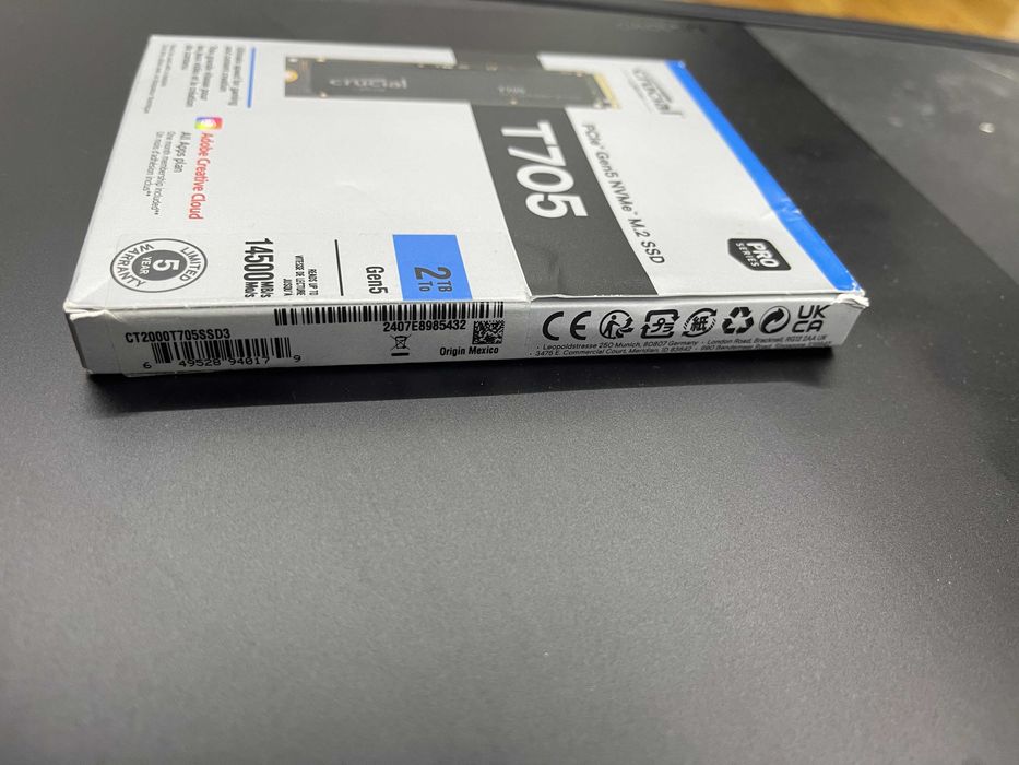 Crucial T705 2TB Gen5 NVMe SSD 14500MB/s – Чисто нов, запечатан