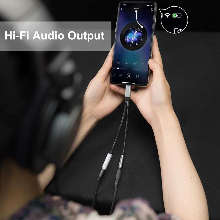 Преходник DAC USB C към 3,5 мм Aux жак за слушалки и адаптер за зарядно USB C 60W бързо зареждане