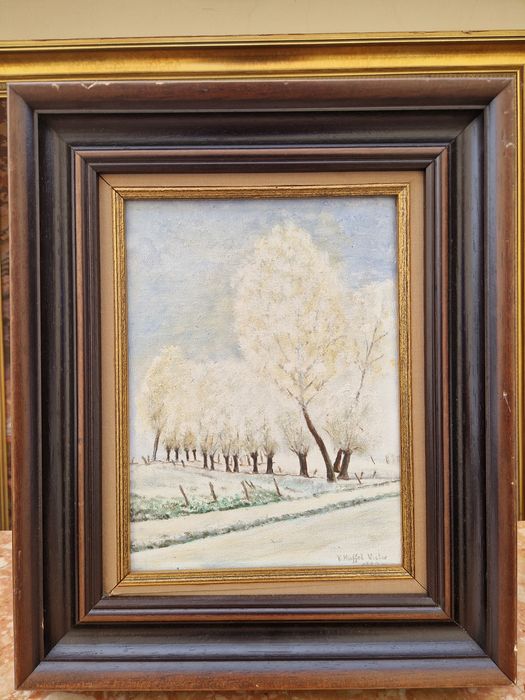 Много добра антикварна френска картина масло върху платно