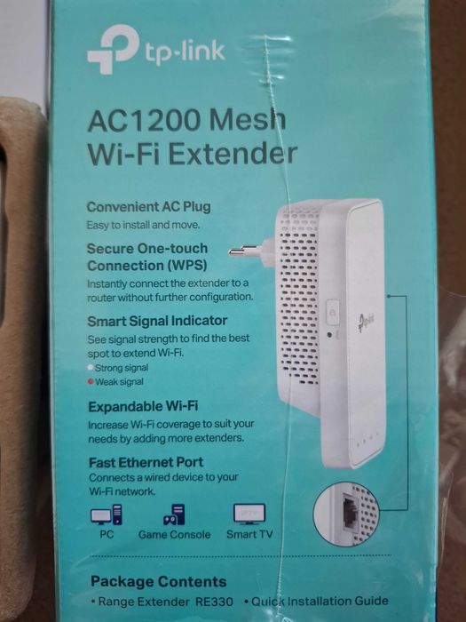 Разширител/Усилвател на обхват Wi-Fi, RE330 AC1200 Mesh Wi-Fi Extender