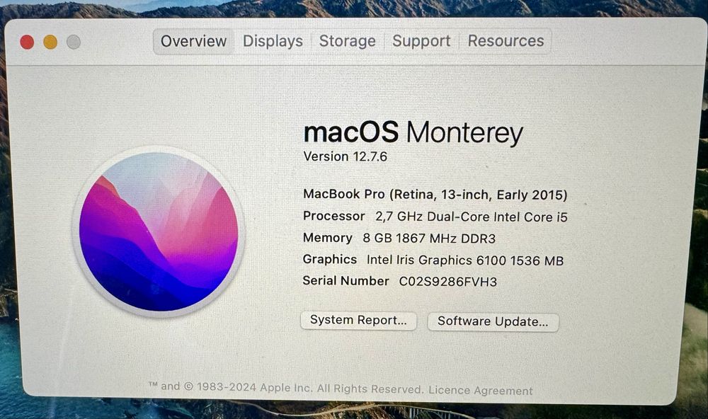 MacBook pro 13inch  early 2015