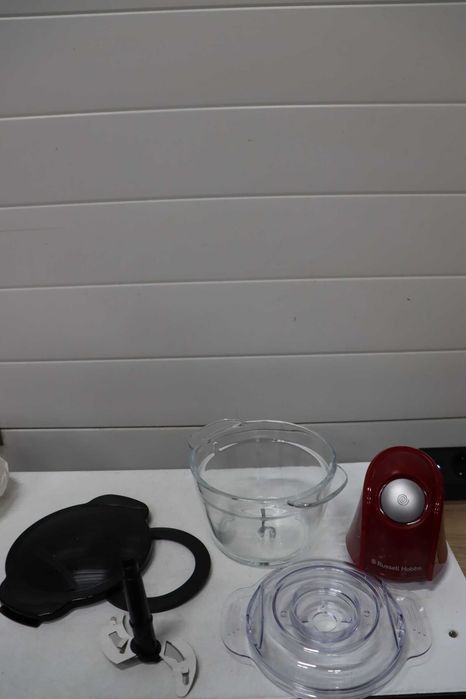 Russell Hobbs Електрически мини чопър [стъклен съд с капак] Desire Red (500 мл, нож от неръждаема стомана с 2 остриета, миксер