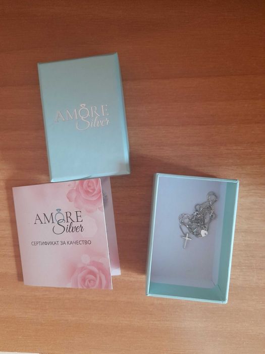 Сребърно колие и обеци -Нови със сертификат