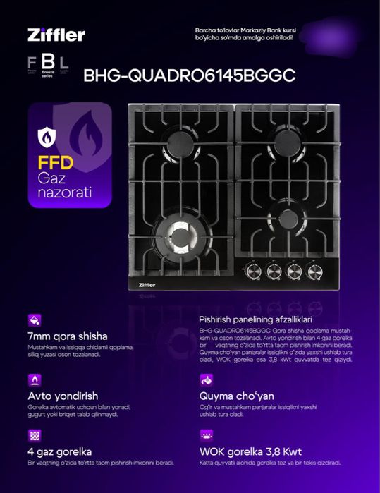 Ziffler gaz panel 60”90”