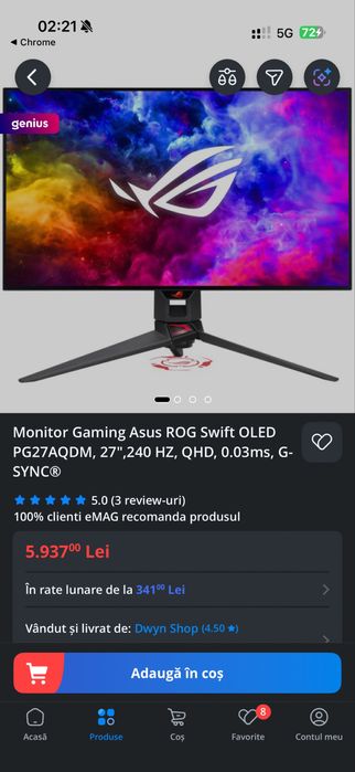 ASUS ROG  OLED pg27aqdm 240hz