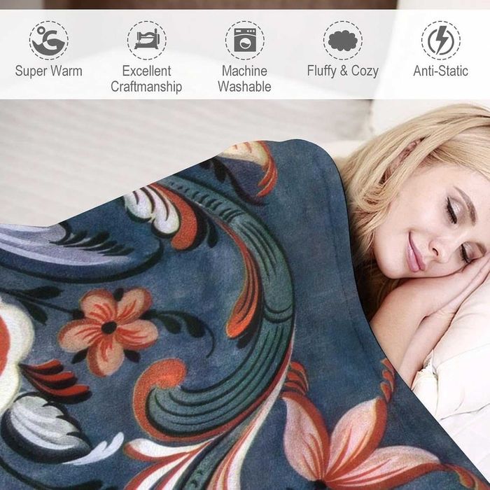 Patura pufoasa fleece model traditional norvegian 127x152 cm pentru canapea pat moale calduroasa