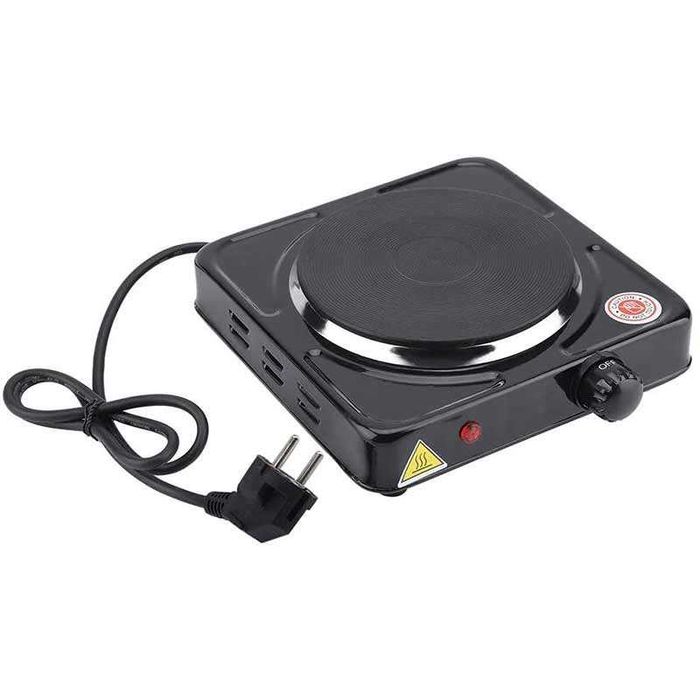 Електрически котлон с 1 око, 1000W, регулируем термостат, черен